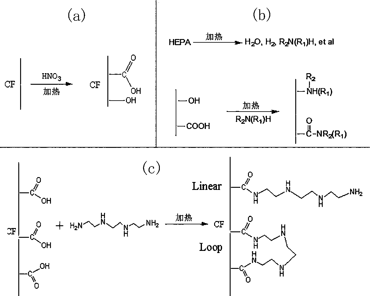 High-sensitivity electric field sensor formed by polyamine molecule modified carbon fibers