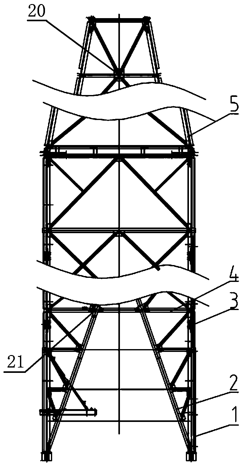 A marine bottleneck tower derrick and its manufacturing method