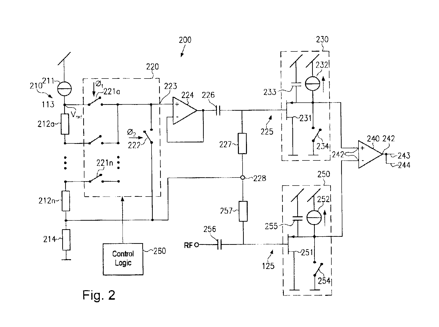 Integrated RF signal level detector usable for automatic power level control