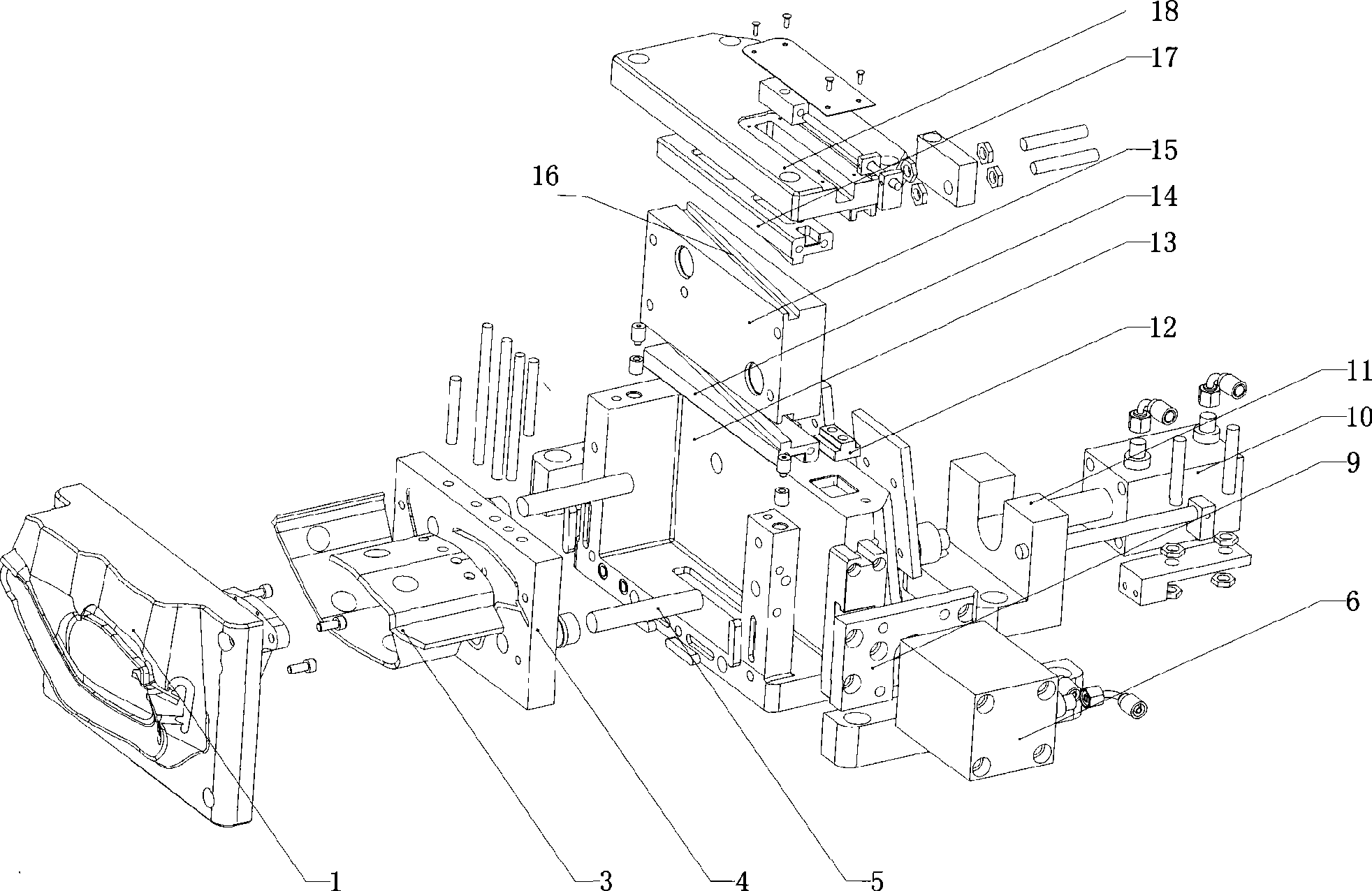 Composite core-pulling device for realizing single mould cavity and dual injection mould