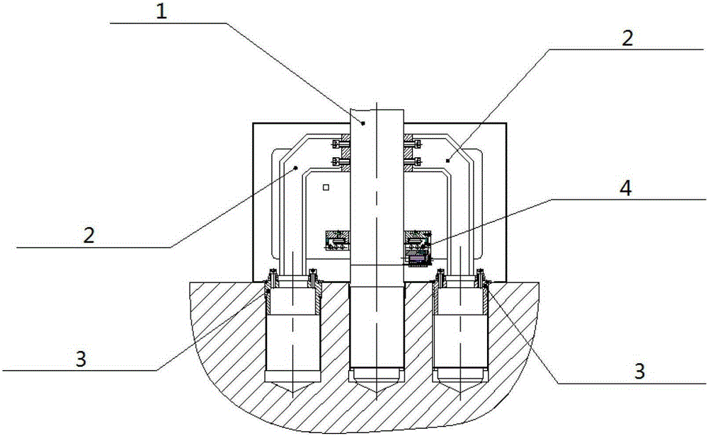 A clamp used to support the main bolt of the pressure vessel