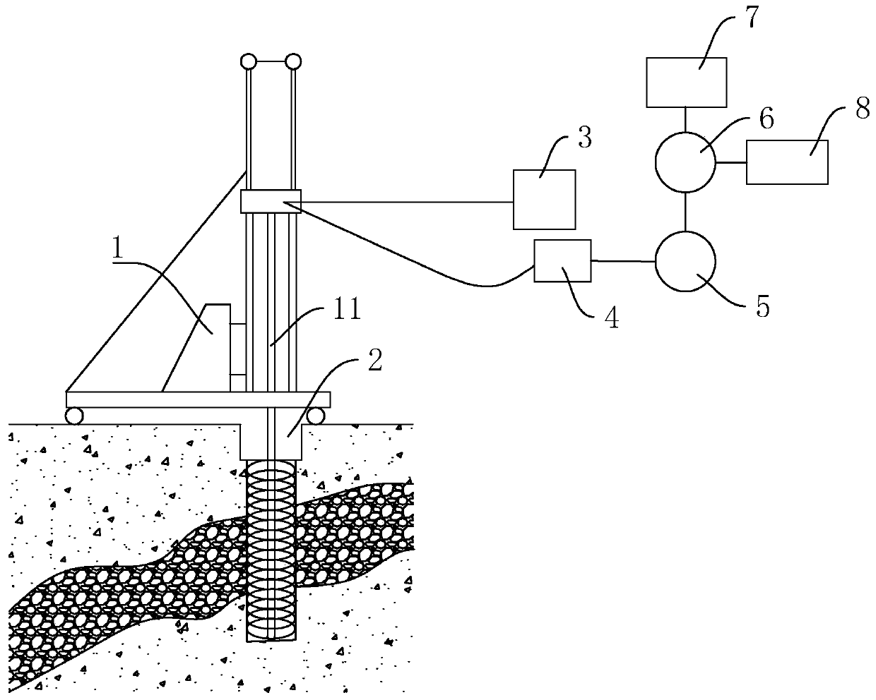 Gravel bed foundation deep-cement-mixing pile impervious wall construction method