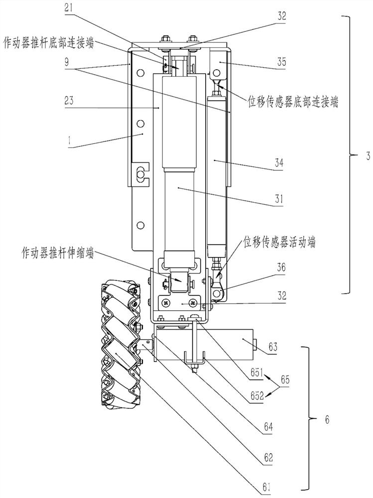 Mecanum wheel omnidirectional vehicle active suspension device