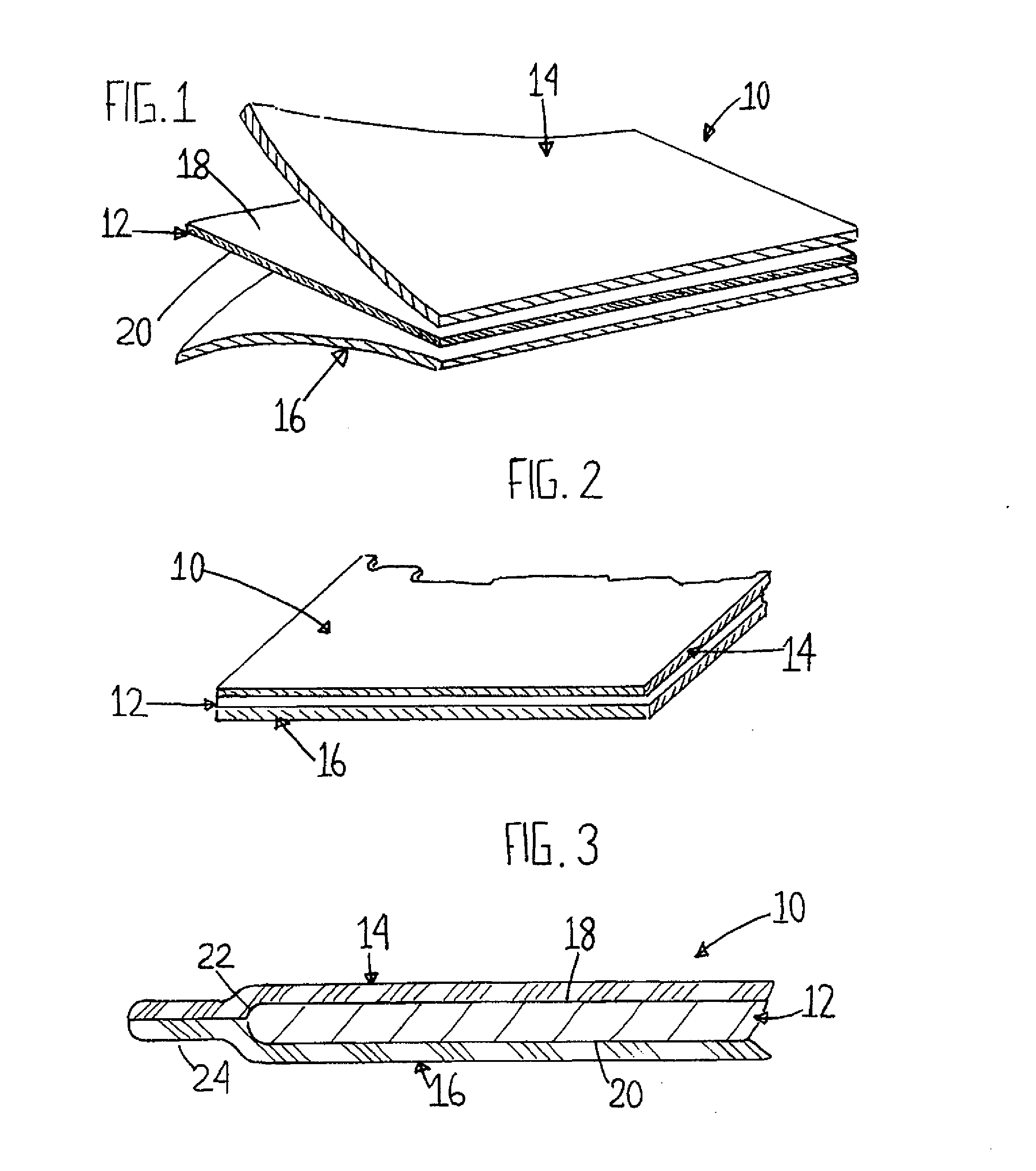 Three part laminated construction