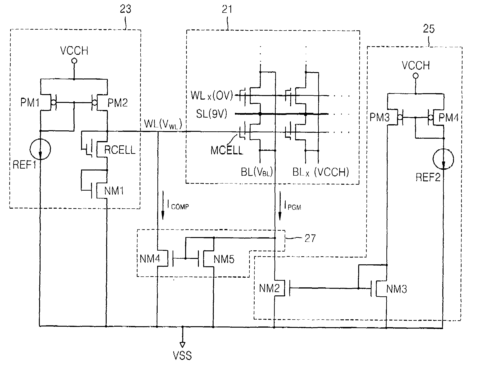 Flash memory device including bit line voltage clamp circuit for controlling bit line voltage during programming, and bit line voltage control method thereof