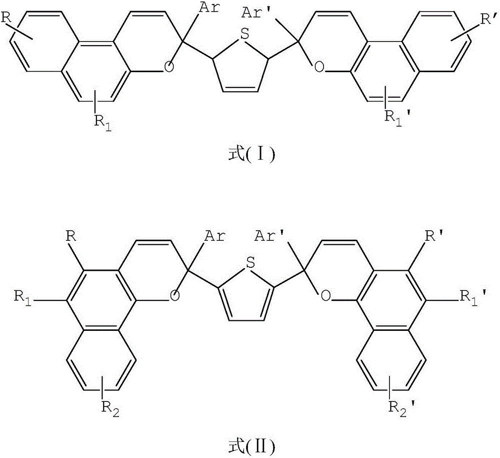 Preparation method of double-pyran thiophene photochromic polymer and color-changing anti-counterfeiting printing ink thereof