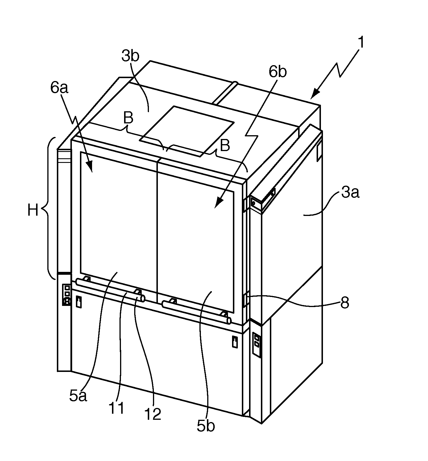 Secure housing for an X-ray apparatus with combined pivoting and sliding door