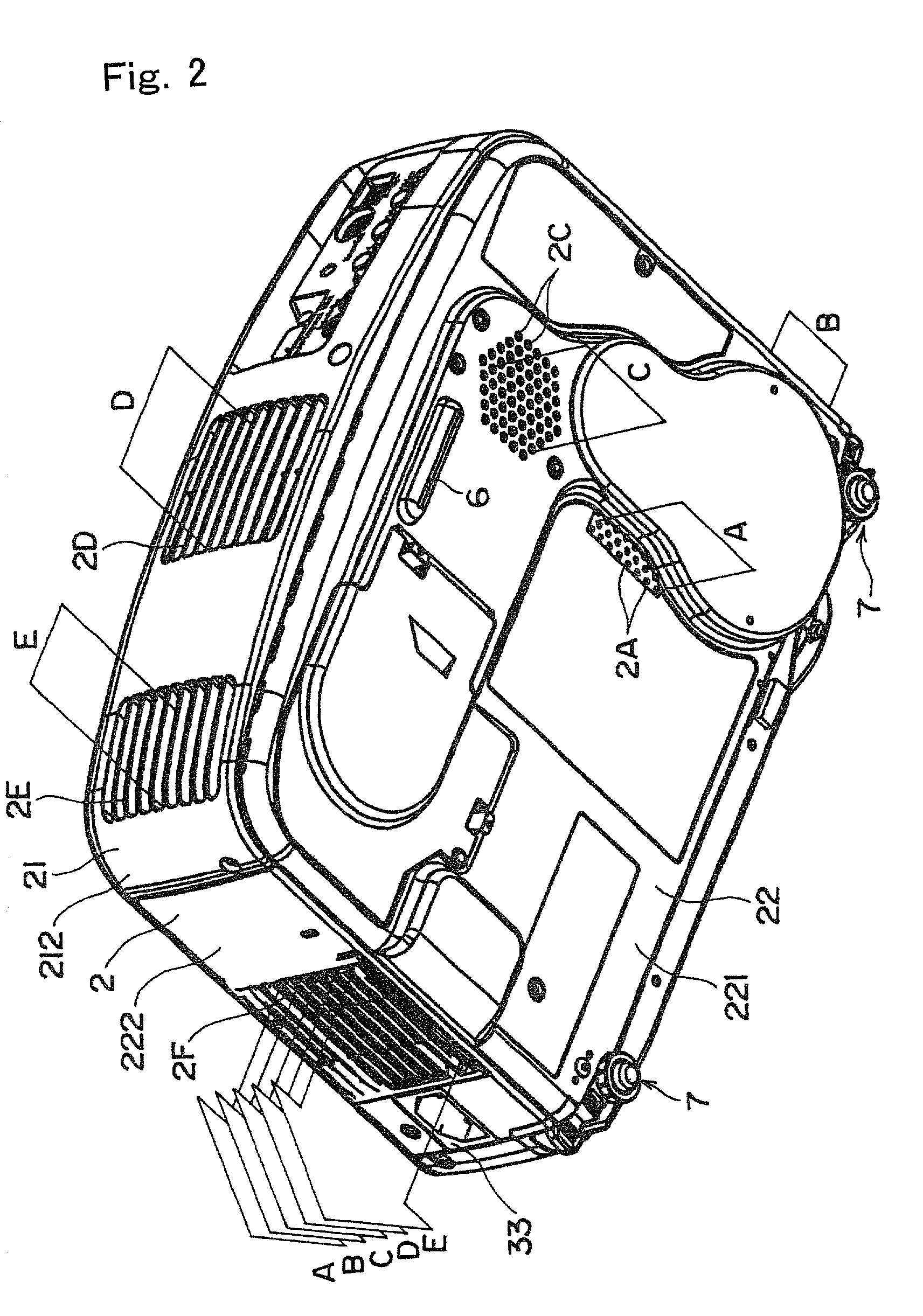 Projector having a cooling passage that cools the light source and outer case