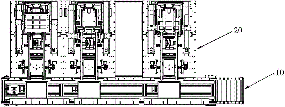 Tray conveying device for liquid crystal module classified packaging