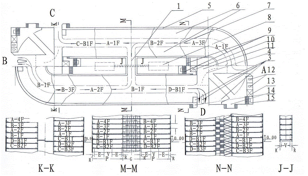 Multi-spiral ramp type stereoscopic parking garage