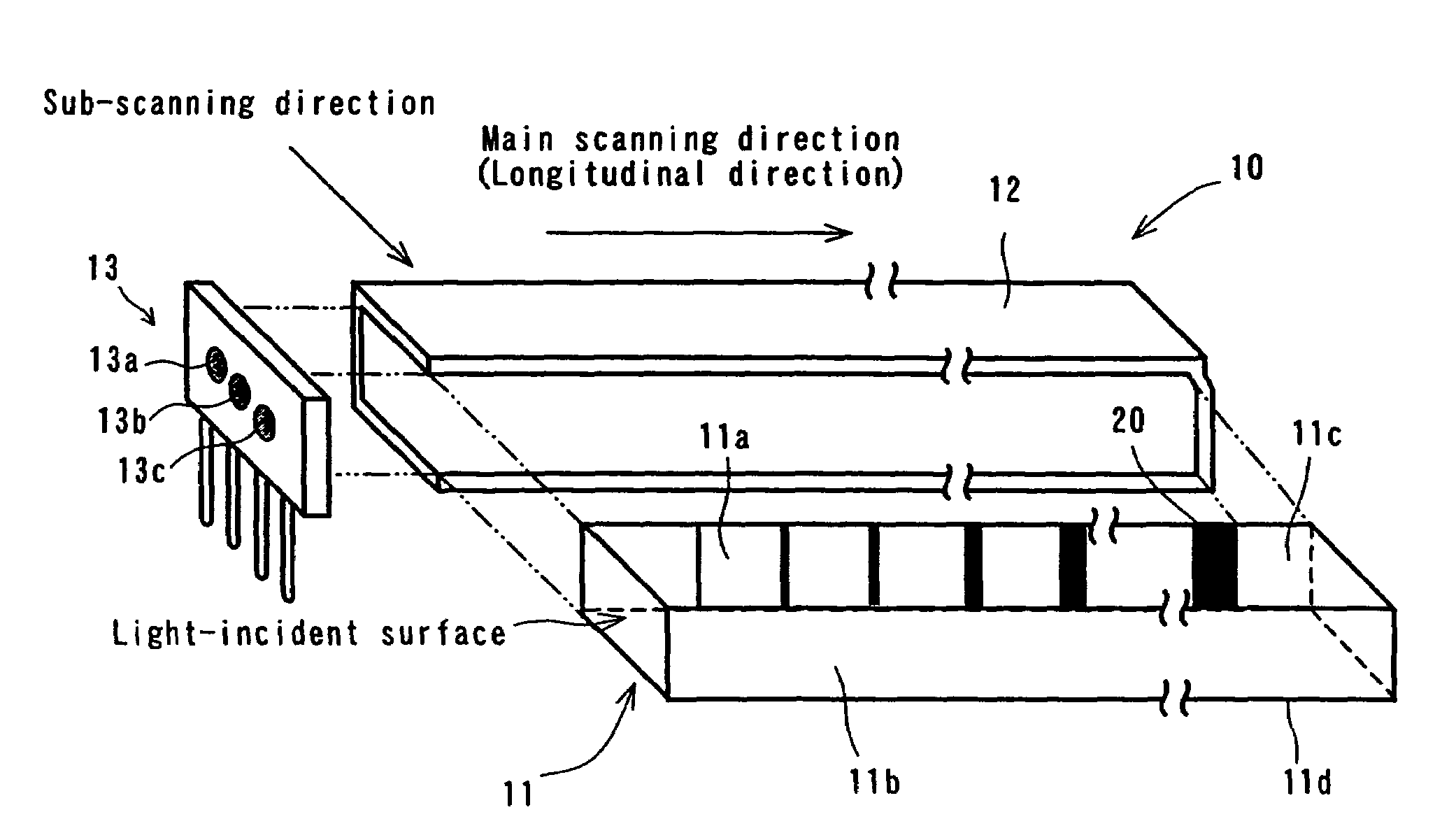 Line-illuminating device and image sensor