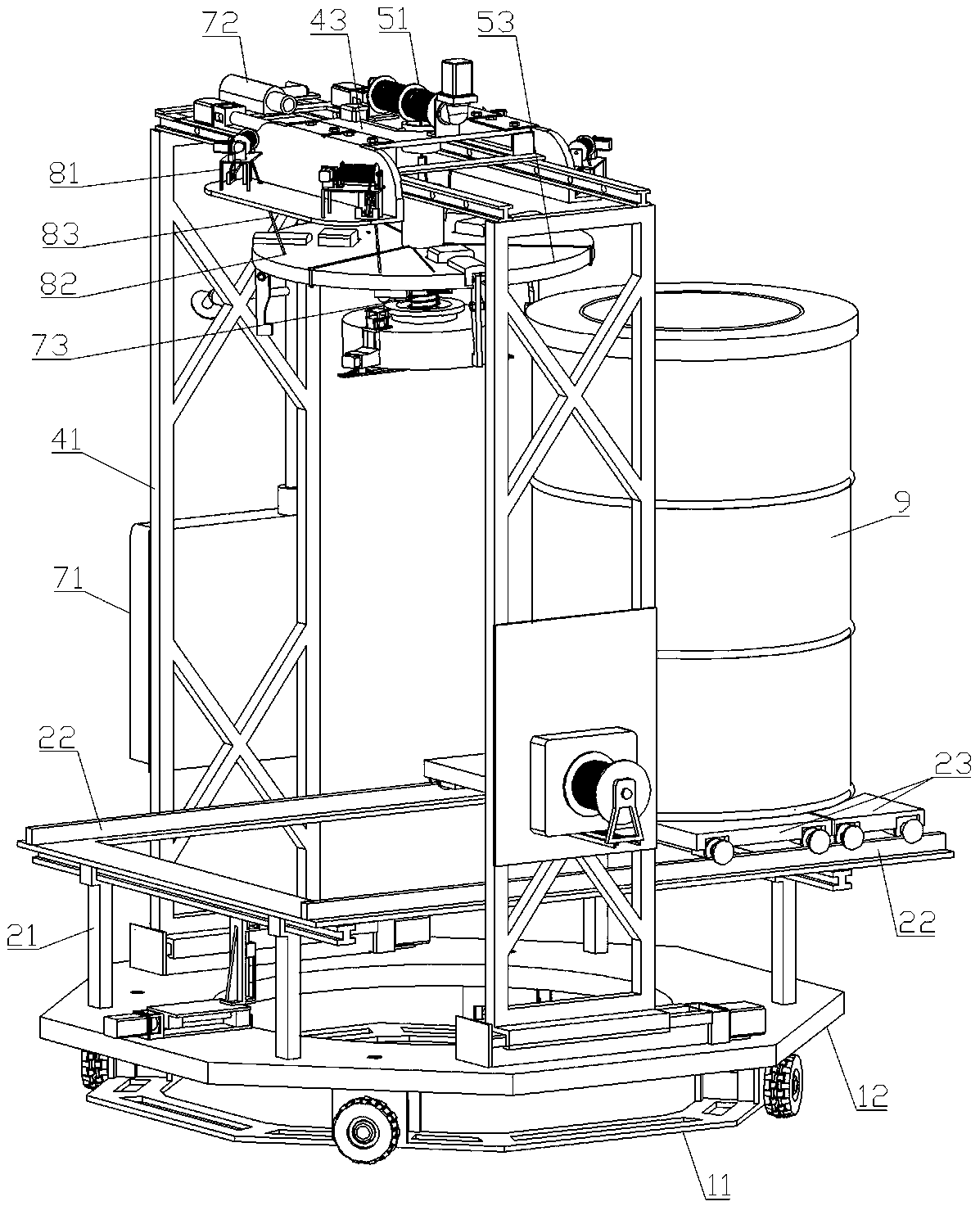 Deep well curing barrel hoisting system and method