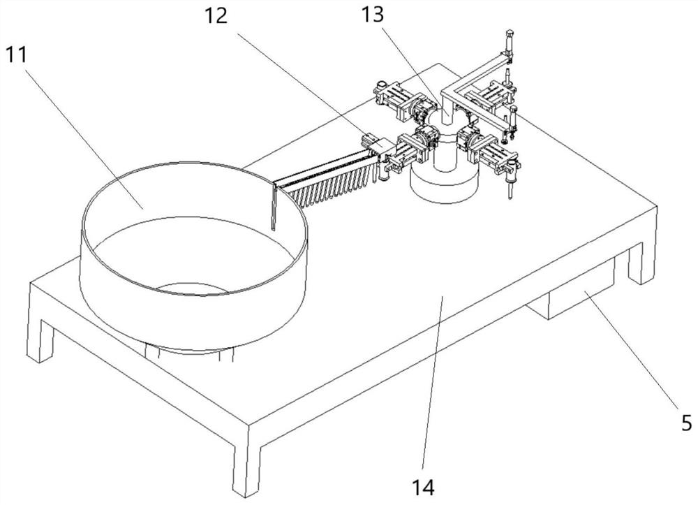 Feeding and discharging device for processing nail products