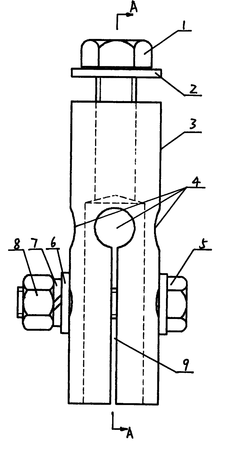 Leading-out connector of anode and cathode terminals of valve-control storage battery