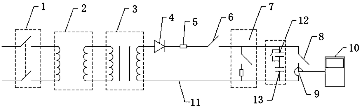 Testing method for detecting internal ESL of self-healing type metallized film capacitor