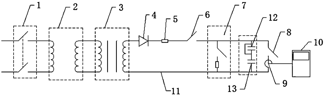 Testing method for detecting internal ESL of self-healing type metallized film capacitor