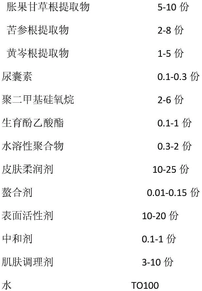 Acne removing composition, preparing method thereof and application thereof