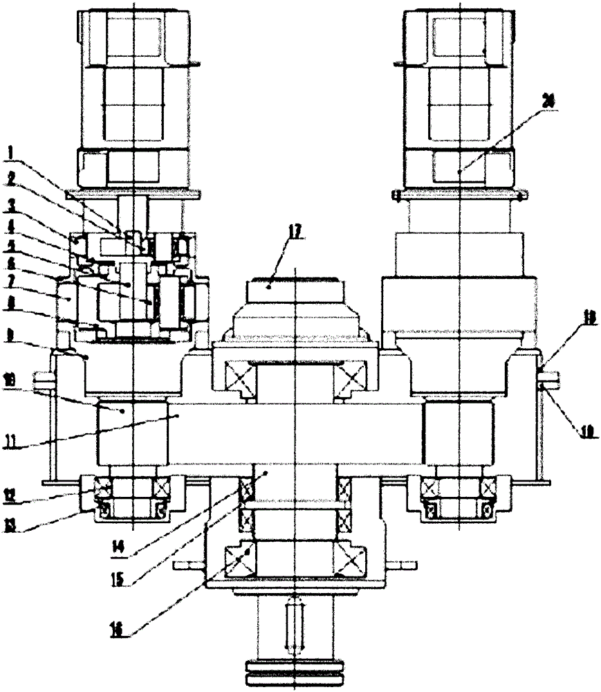 Motor-inversed inner engaging four-shunting piling machine decelerator