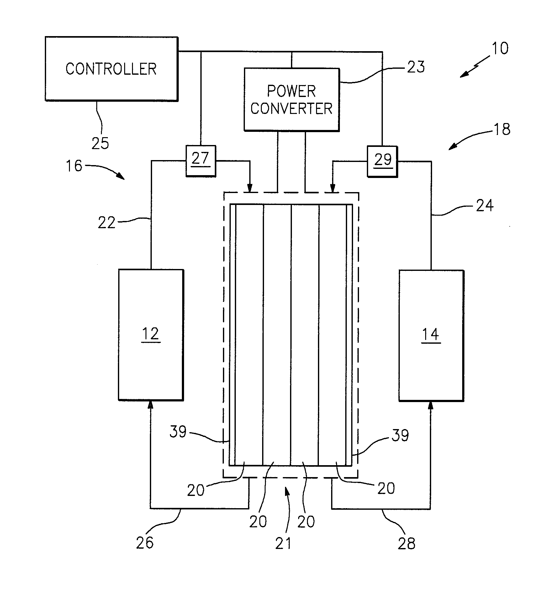 Flow battery having a low resistance membrane