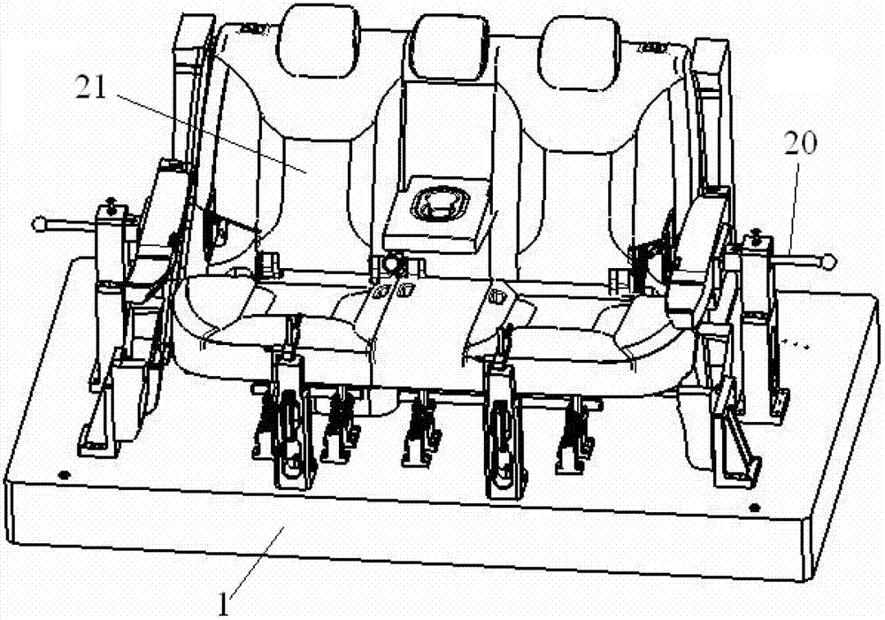 Detecting tool of automobile rear seat assembly and detecting method thereof