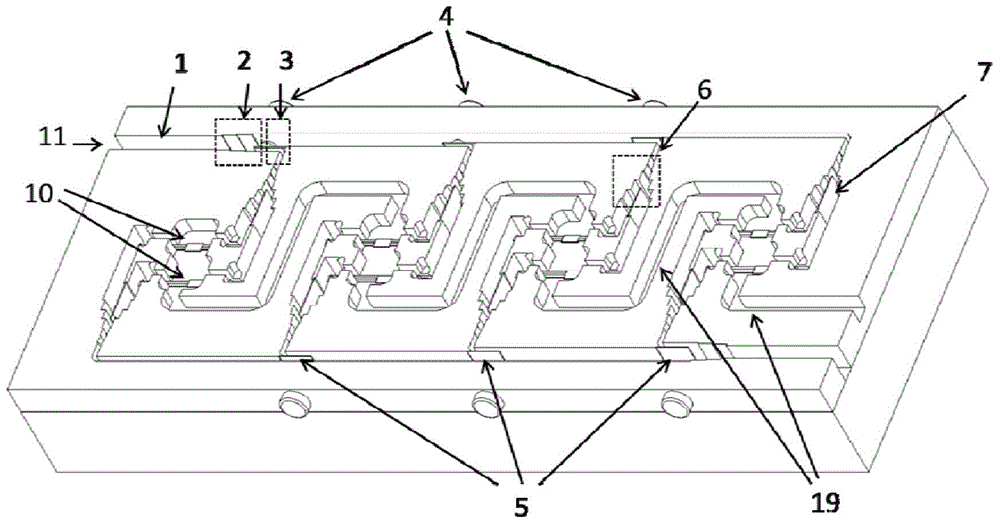 Millimeter wave multi-channel spatial waveguide power distribution combiner and method