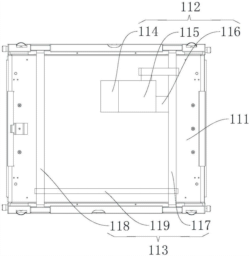 Split-type four-way shuttle bus and warehousing logistics system