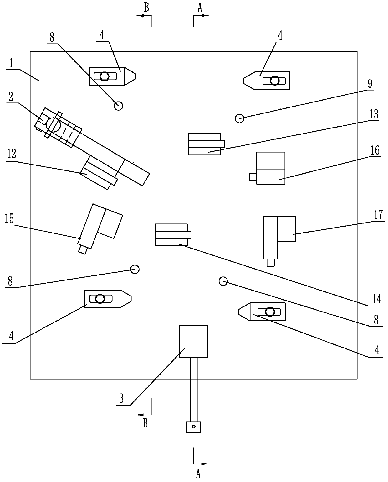 Clamping and positioning device for machining gas turbine power turbine guide vane datum face