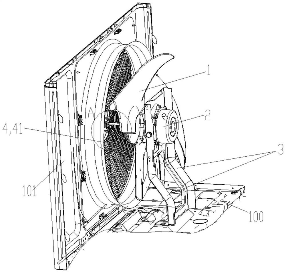 Fan blade supporting structure, air conditioner outdoor unit and air conditioner