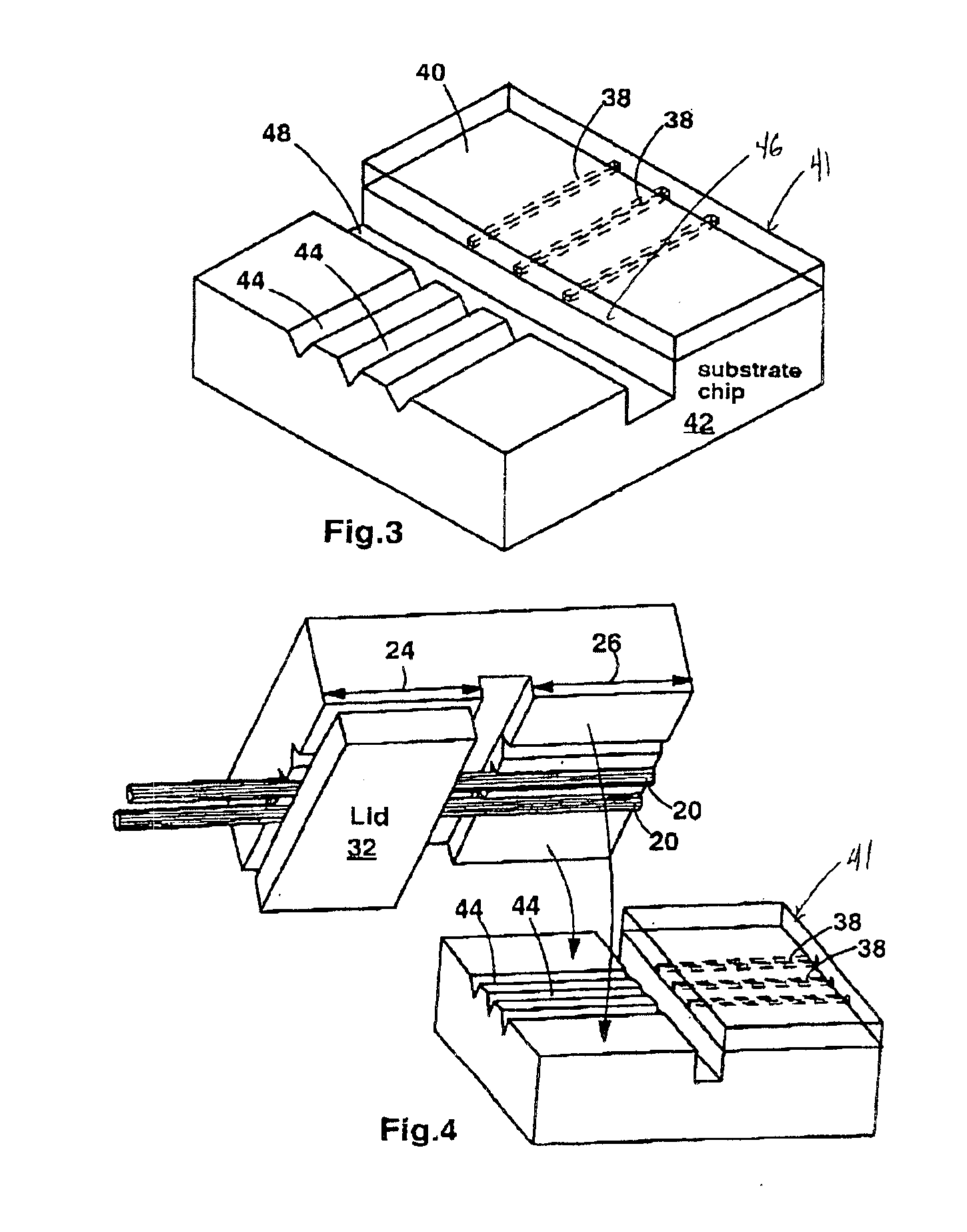 Open face optical fiber array for coupling to integrated optic waveguides and optoelectronic submounts