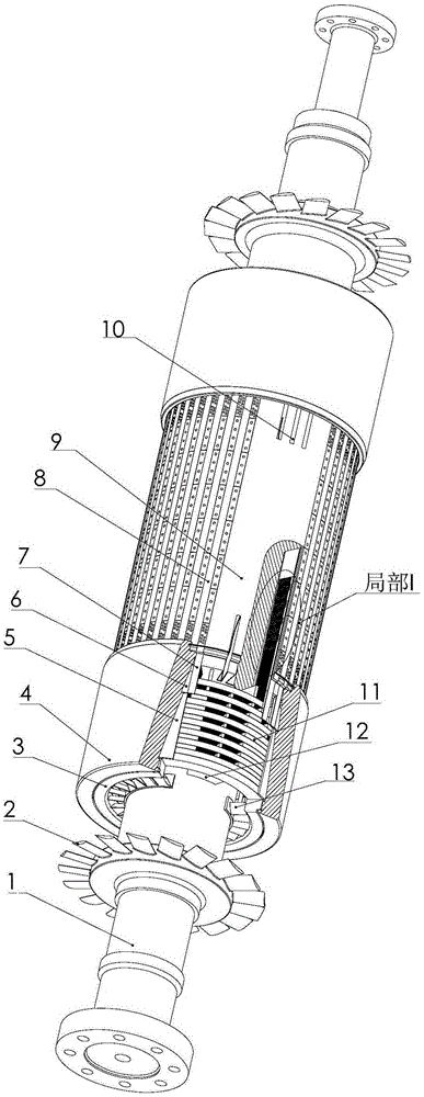 Turbine-generator rotor adopting sub-slot air supplying and transverse wind gap cooling mode