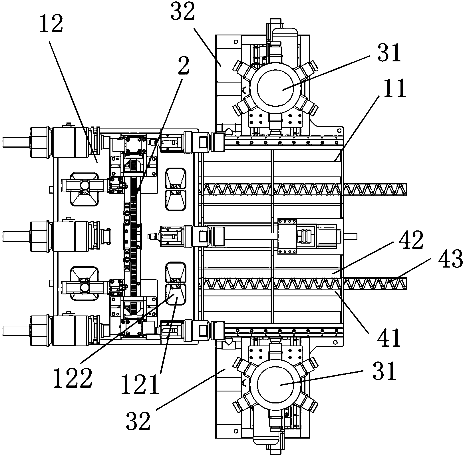 Drilling equipment used for drilling holes in two ends of rack