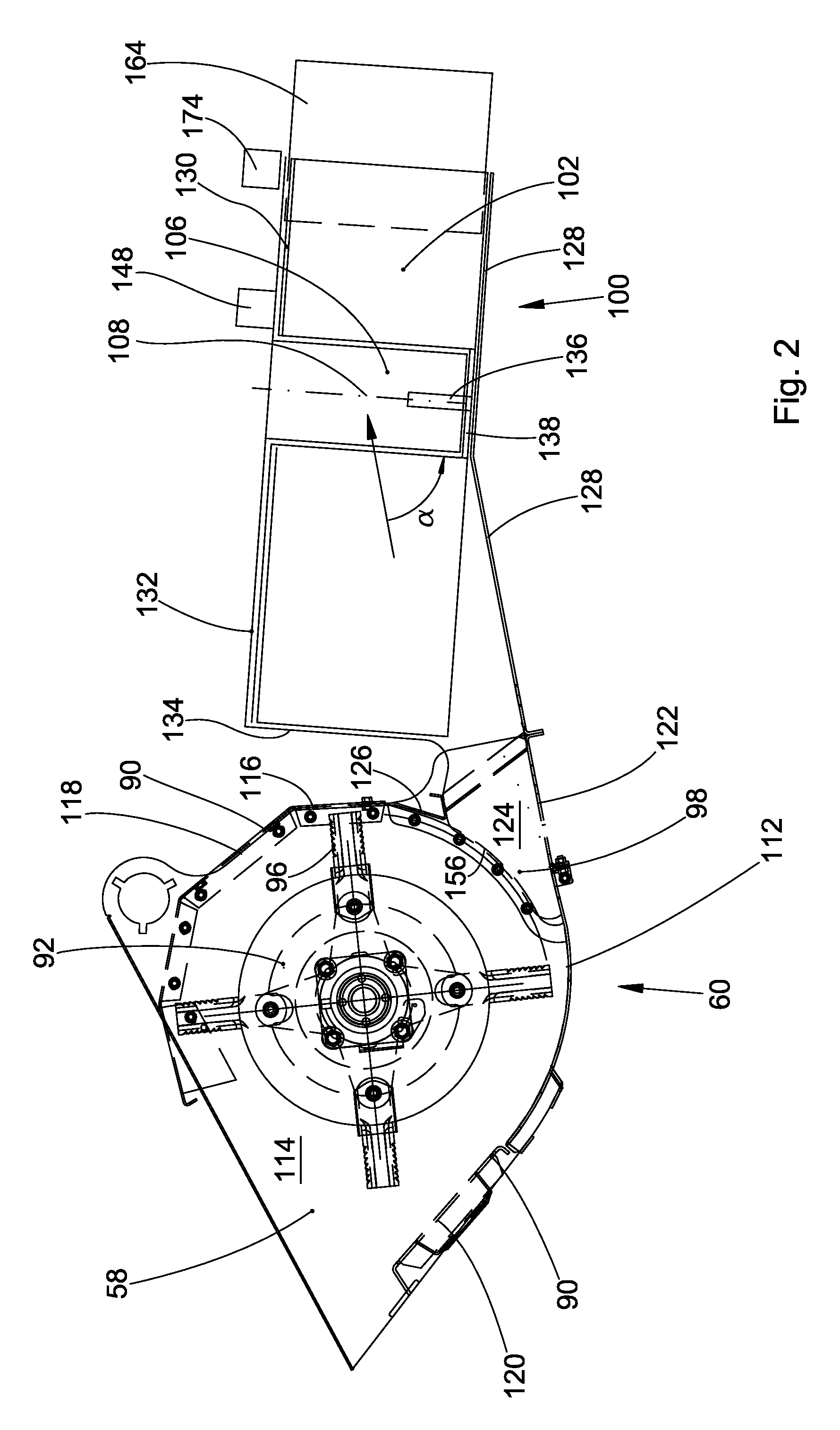 Crop residue chopping and distributing arrangement for a combine harvester