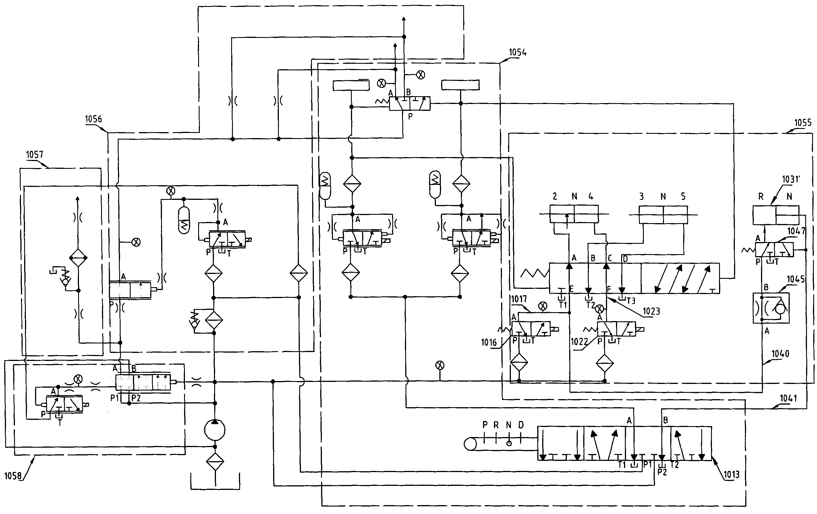 Hydraulic control system of automatic dual-clutch transmission