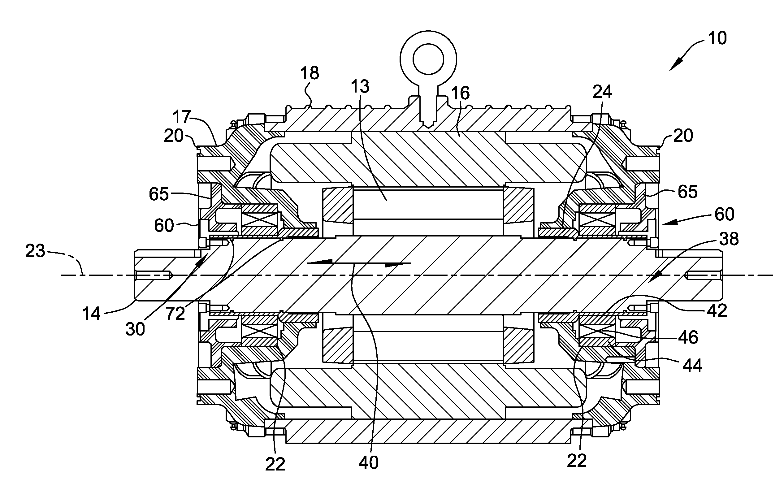 Electric machine, assembly and associated method