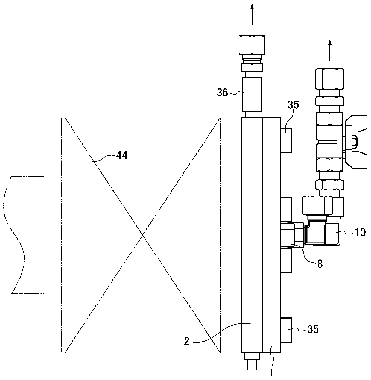 Hydraulic measuring unit and liquid level gauge