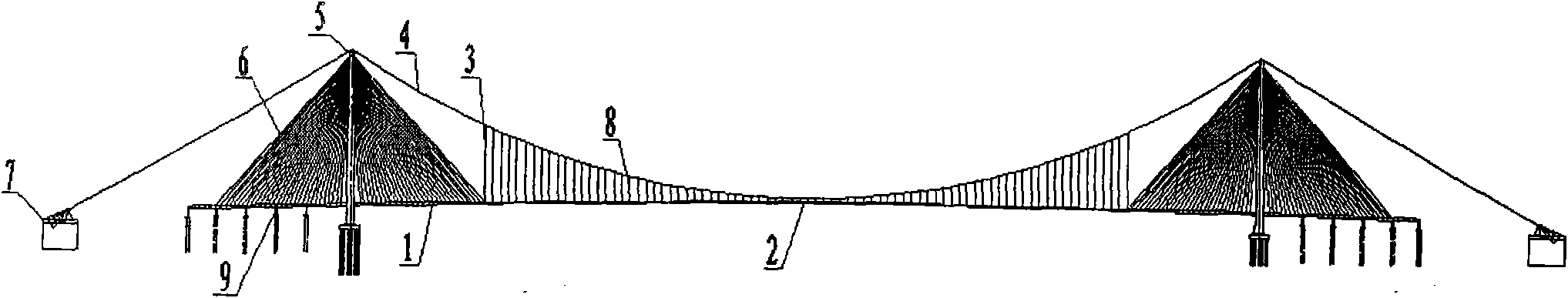 Suspended and cable-stayed combined structural bridge