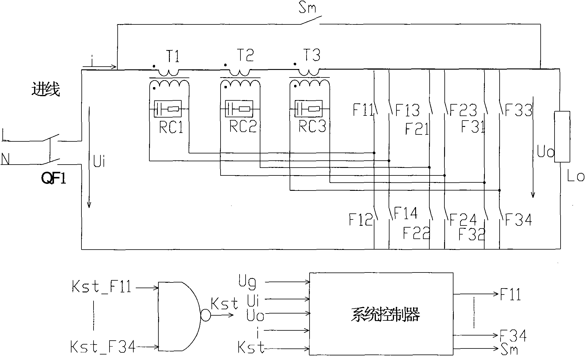 Compensator transformer type voltage regulation method and device