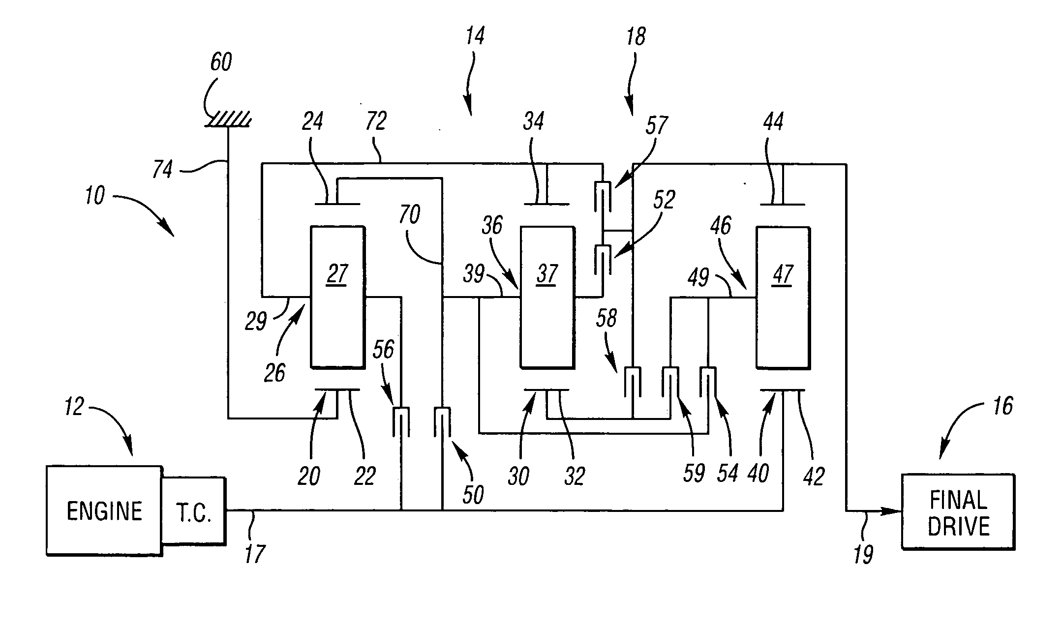 Wide ratio transmissions having three planetary gear sets and at least six clutches