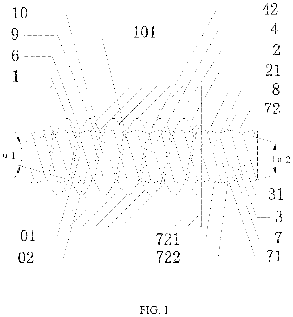 Connection structure of external thread of dumbell-like shaped symmetrical bidirectional tapered thread and traditional thread