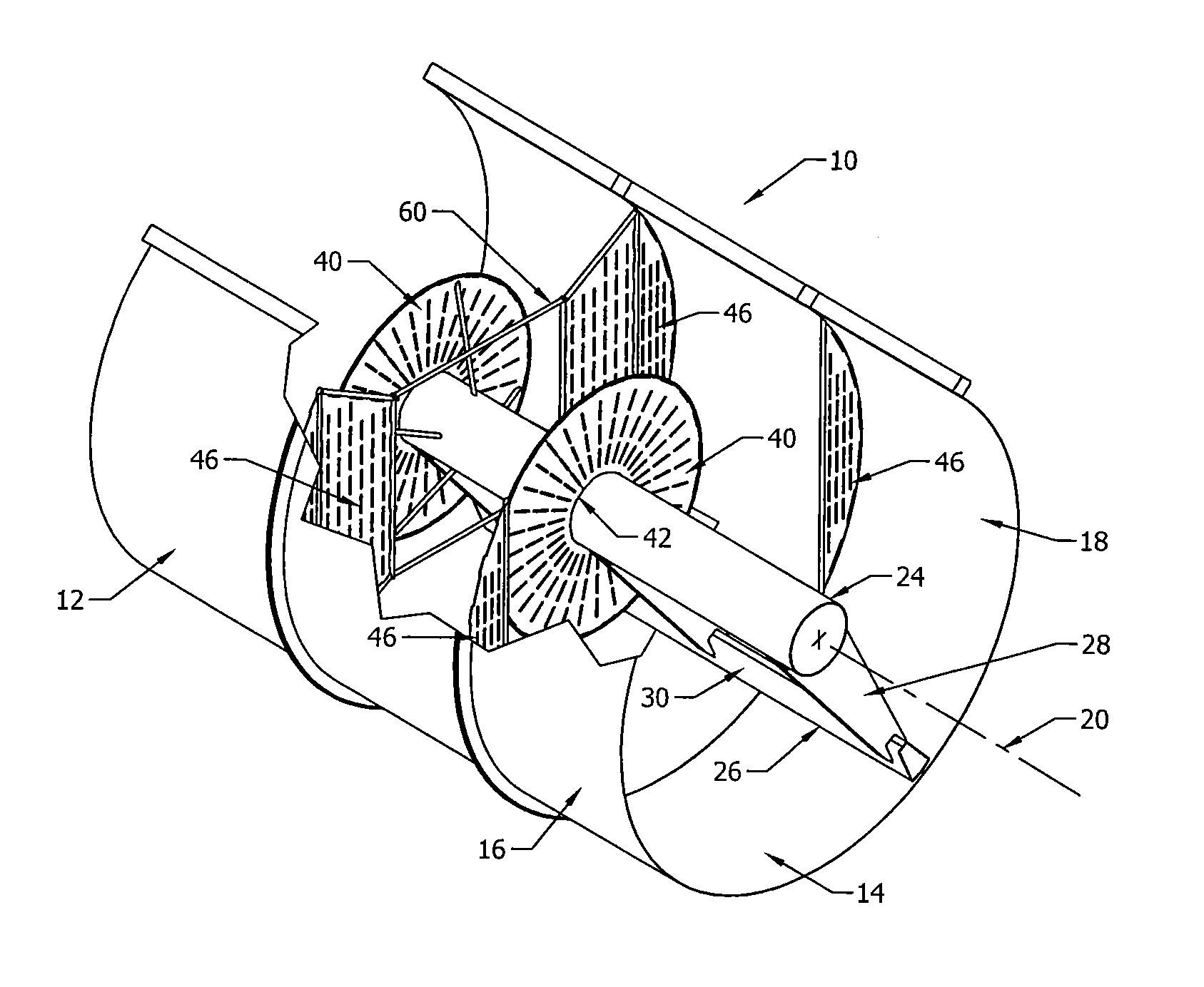 Rocker chiller with central and side deflectors