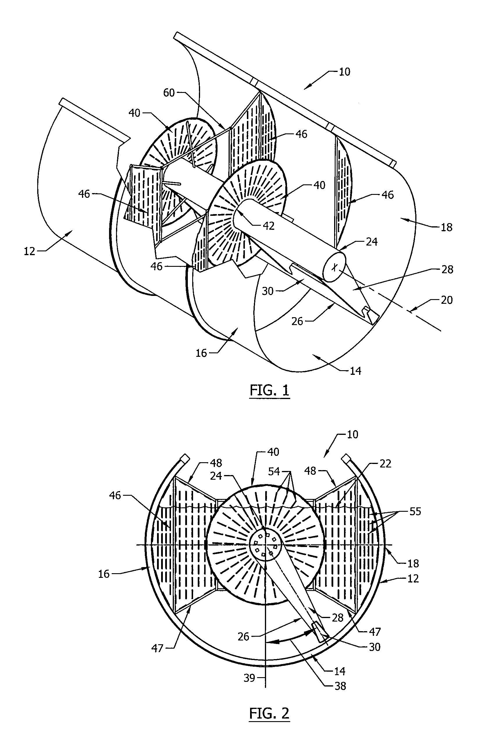 Rocker chiller with central and side deflectors