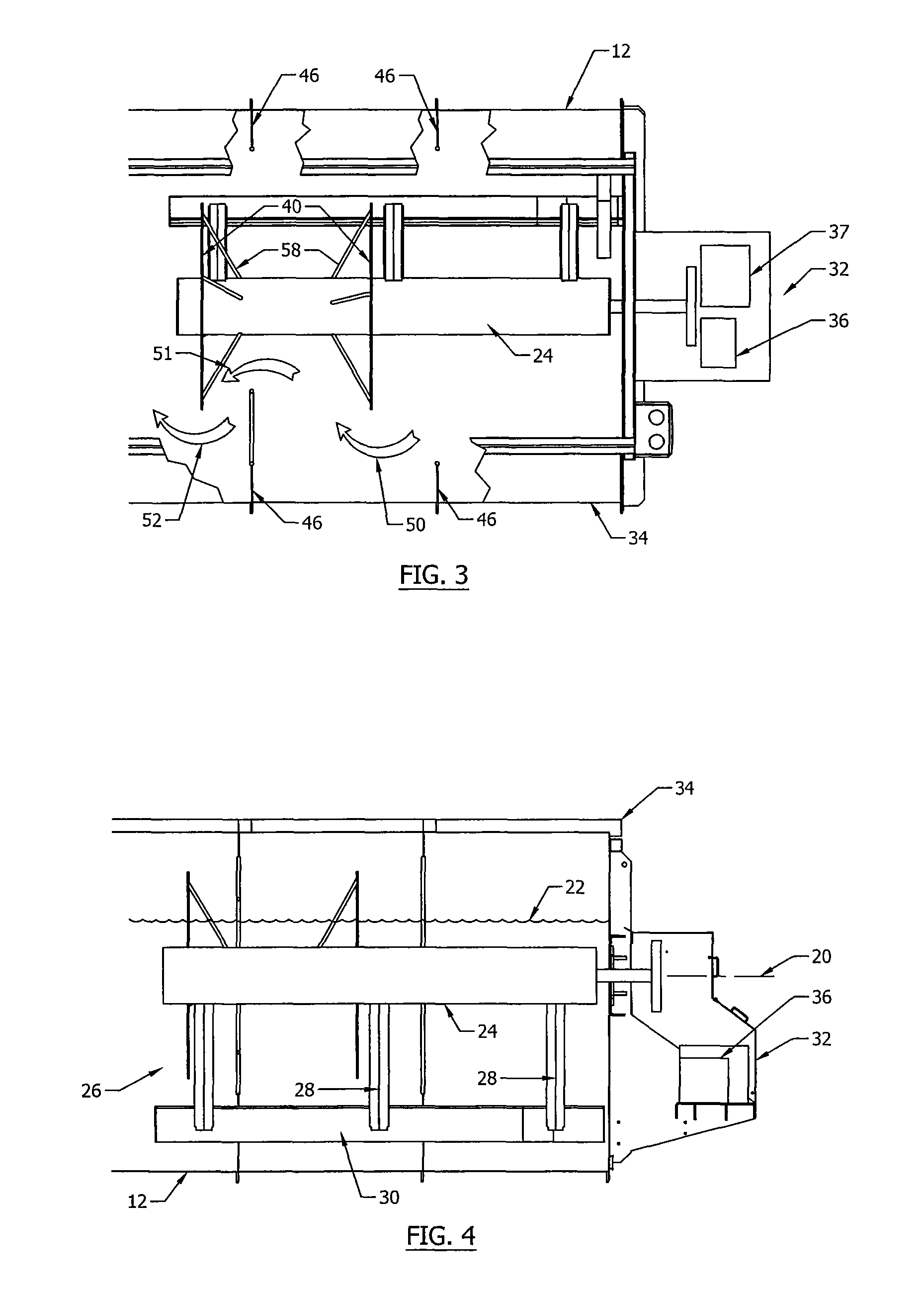 Rocker chiller with central and side deflectors