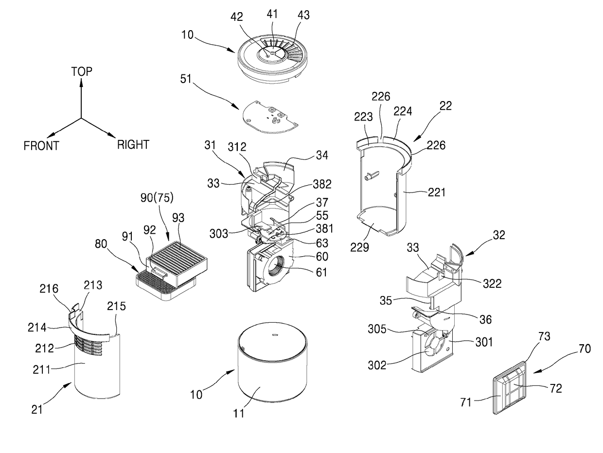 Compact air cleaner using UV LED and photocatalytic filter