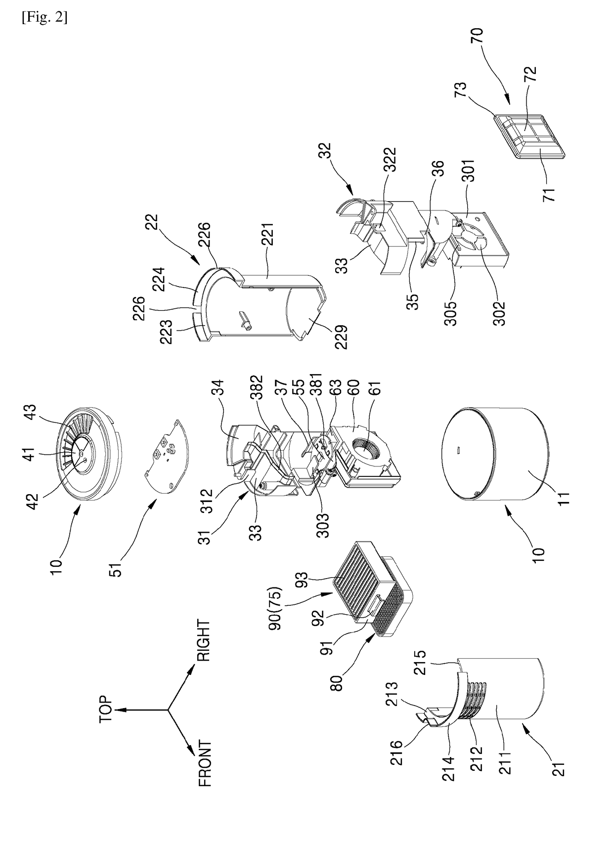 Compact air cleaner using UV LED and photocatalytic filter