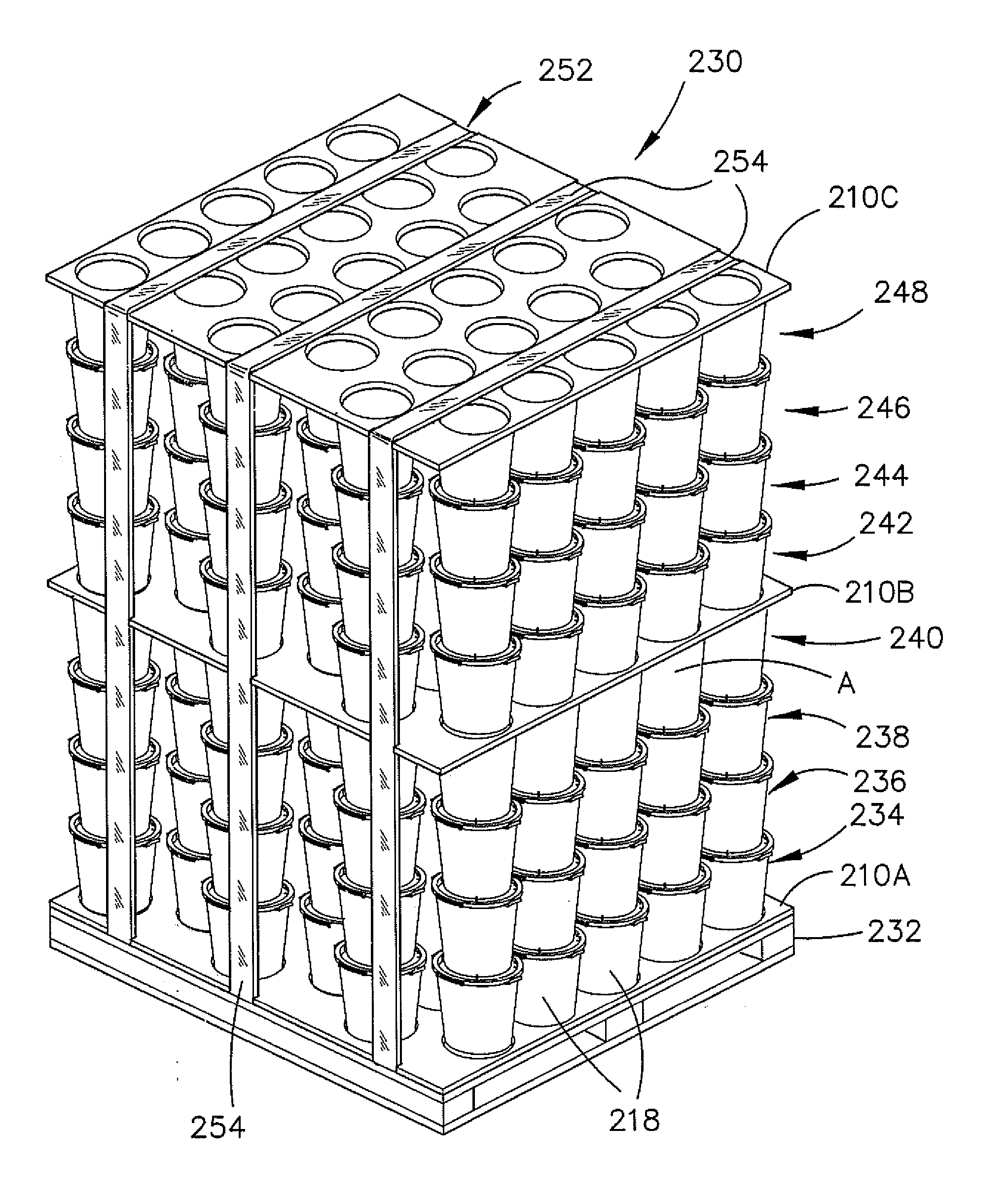 Stackable containers and associated method for the transport of plants