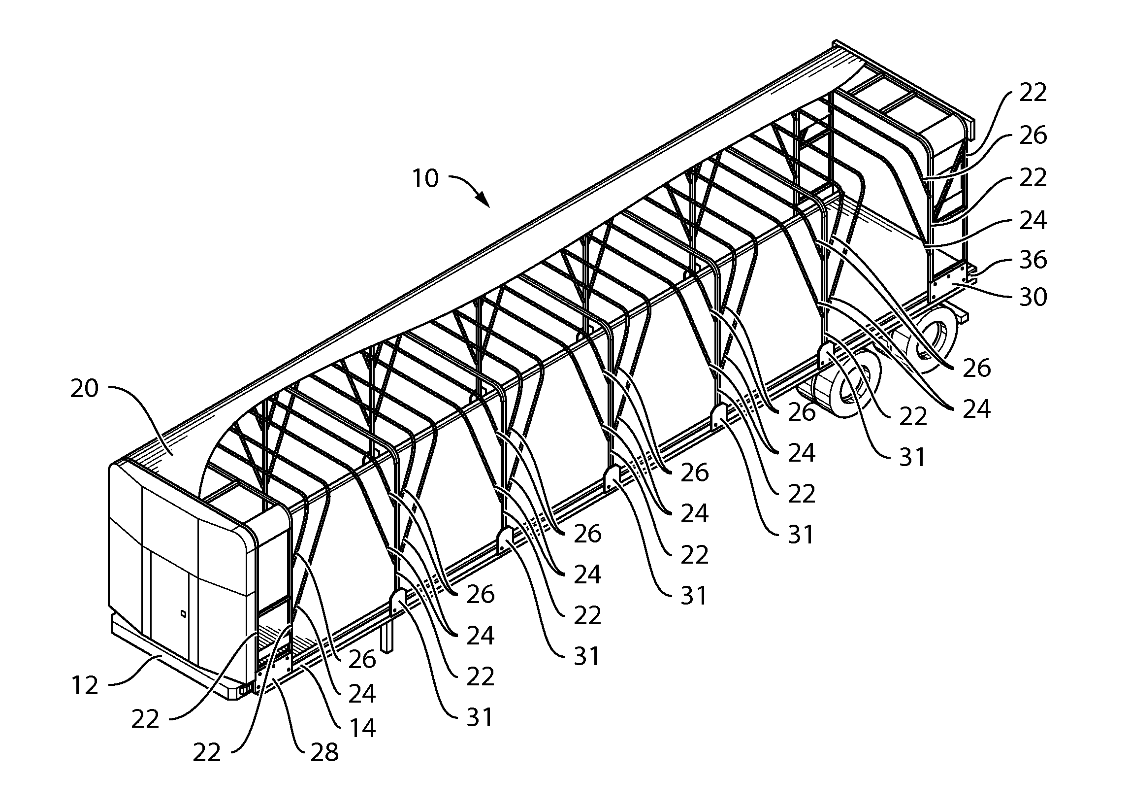 Sliding tarpaulin tensioning and locking system