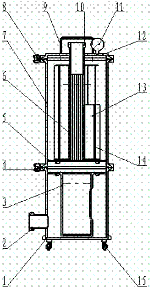 A gas filter device placed in front of vacuum obtaining equipment