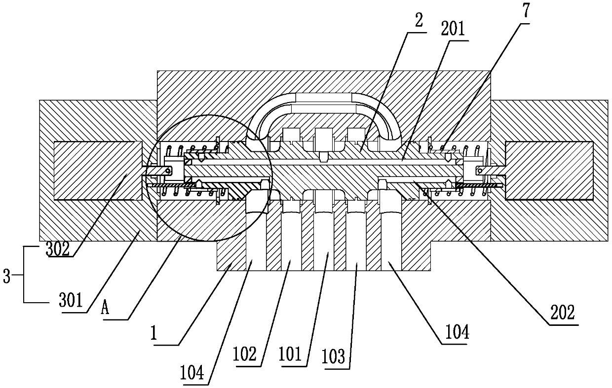 Switch valve controlled by pilot valve sleeves