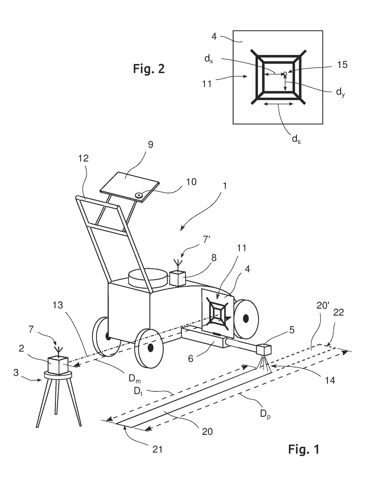 Odometer for a mobile apparatus, and method