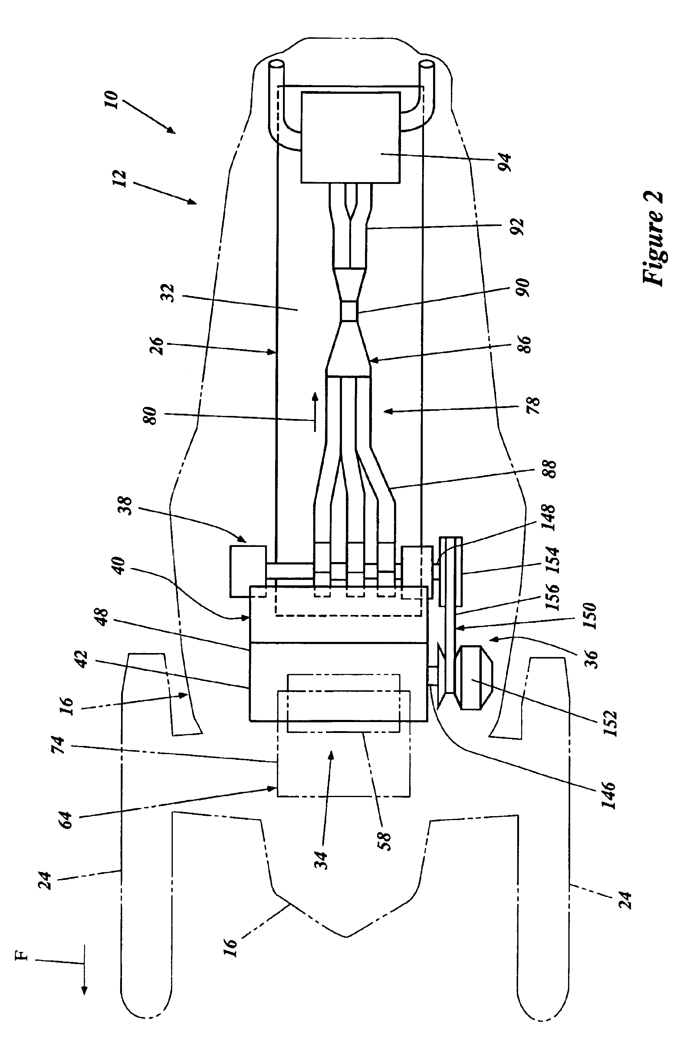 Component arrangement for snowmobile